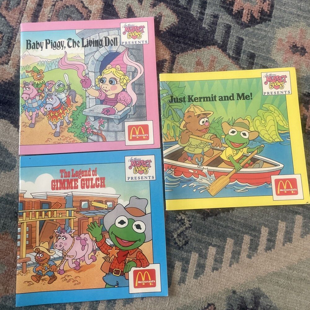 Muppet Babies McDonald’s Book Lot w/ Inserts – Kermit, Piggy, Gimme Gulch 1988